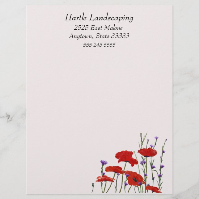 Poppies och Bachelor-knappar, letterhead eller Fly (Framsida)