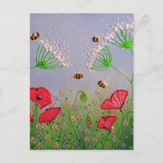 Poppies och bin vykort