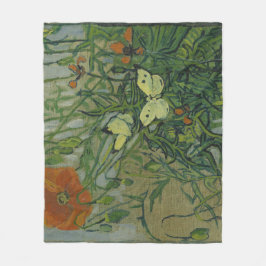 Poppies och Butterflies av Vincent Van Gogh Fleecefilt