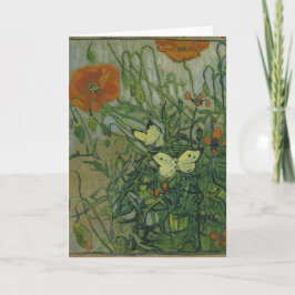 Poppies och Butterflies av Vincent Van Gogh Kort