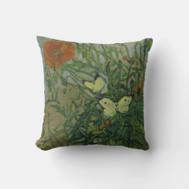 Poppies och Butterflies av Vincent Van Gogh Kudde