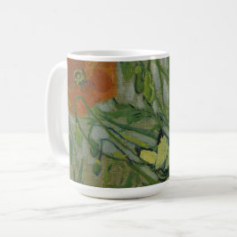 Poppies och Butterflies av Vincent Van Gogh Poste Kaffemugg