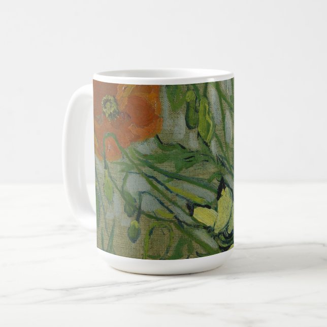 Poppies och Butterflies av Vincent Van Gogh Poste Kaffemugg (Framsida vänster)