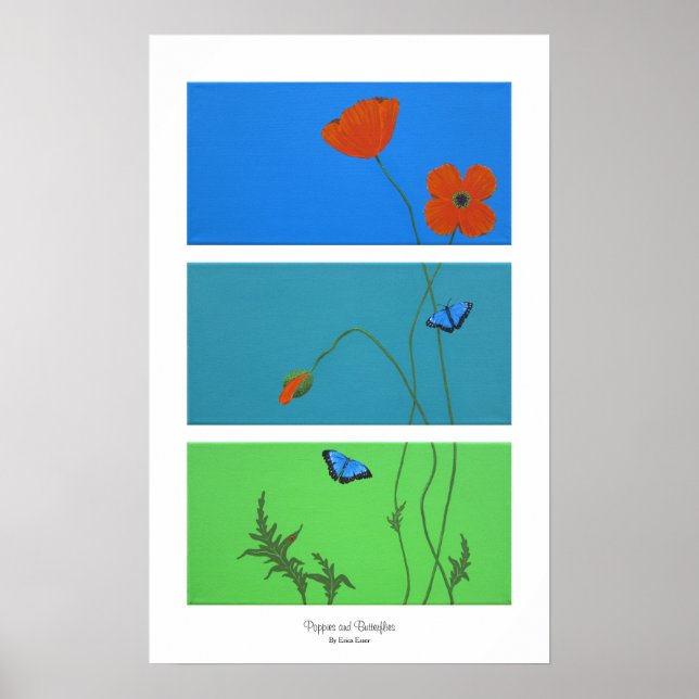 Poppies och Butterflies Poster (Framsidan)