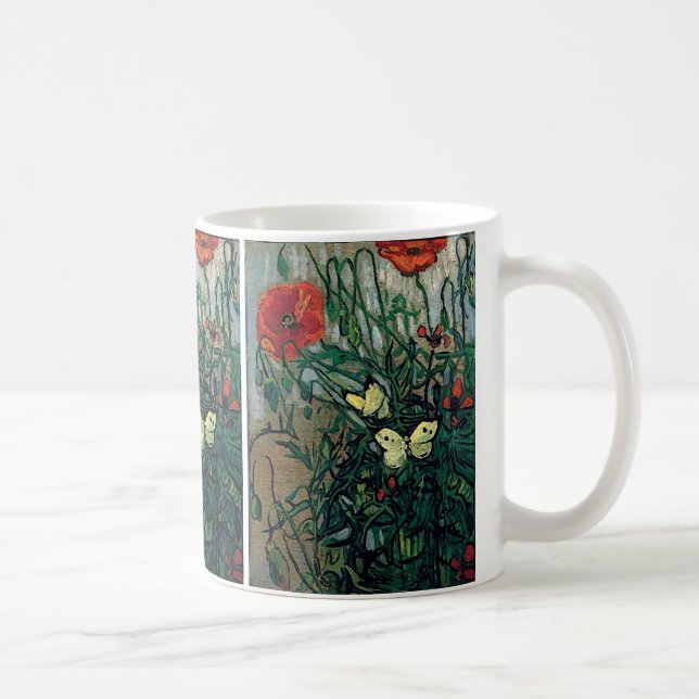 Poppies och Butterflies Van Gogh Fine Art Kaffemugg (Höger)
