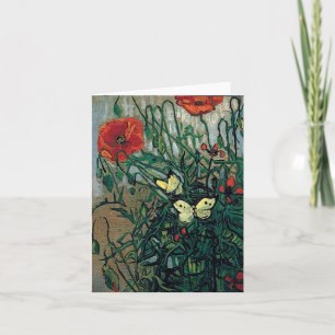 Poppies och Butterflies Van Gogh Fine Art Kort