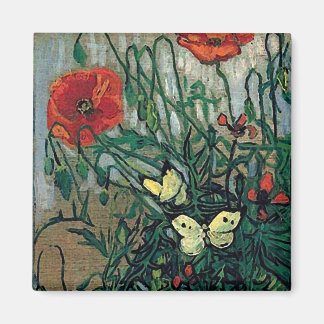 Poppies och Butterflies Van Gogh Fine Art Magnet