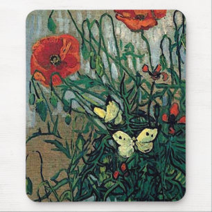 Poppies och Butterflies Van Gogh Fine Art Musmatta