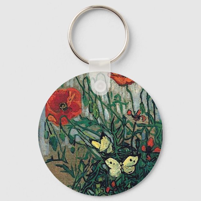 Poppies och Butterflies Van Gogh Fine Art Nyckelring (Framsida)