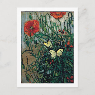 Poppies och Butterflies Van Gogh Fine Art Vykort