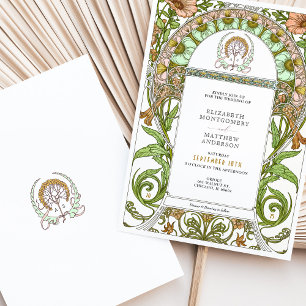 Poppies och Daisy Art nouveau Bröllop Inbjudningar
