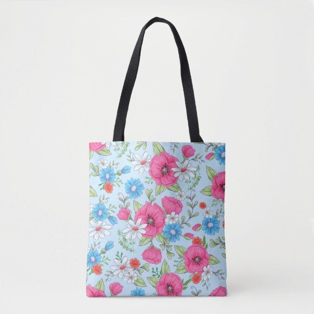 Poppies och Daisy Tote Tygkasse (Framsida)