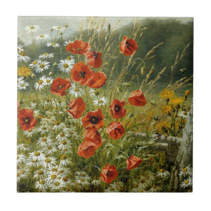 Poppies och iriser kakelplatta