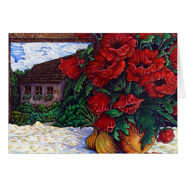 Poppies och lök, hälsningskort (Framsidan Horizontal)