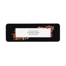 Poppies och Wildblommor Mörk Bröllop Returadress Etikett