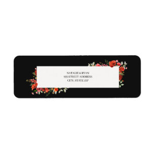 Poppies och Wildblommor Mörk Bröllop Returadress Etikett