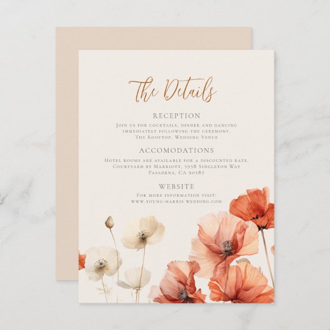 Poppies och Wildblommor Närmare Bröllop Julkort (Fram/baksida)