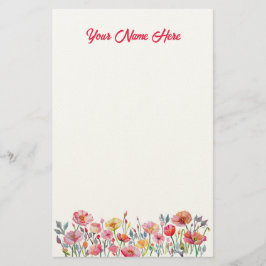 Poppies on Parade Personalized Stationery Brevpapper