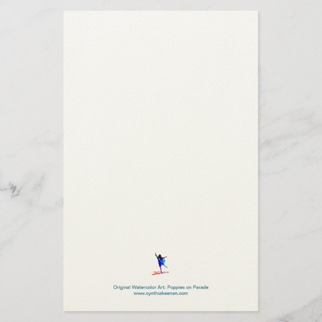 Poppies on Parade Personalized Stationery Brevpapper (Baksida)