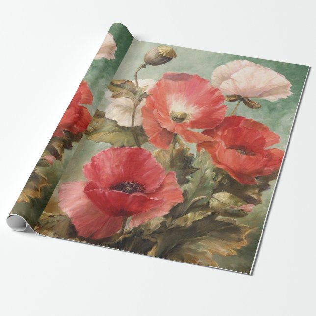 poppies on wrapping paper presentpapper (Utrullad)