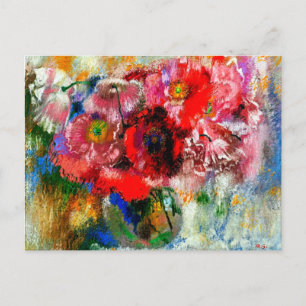 Poppies på Grått-bakgrund, målning av Blommigt Vykort