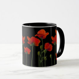 Poppies på svart mugg