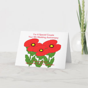 Poppies Personlig 9:e Bröllop-årskort Kort