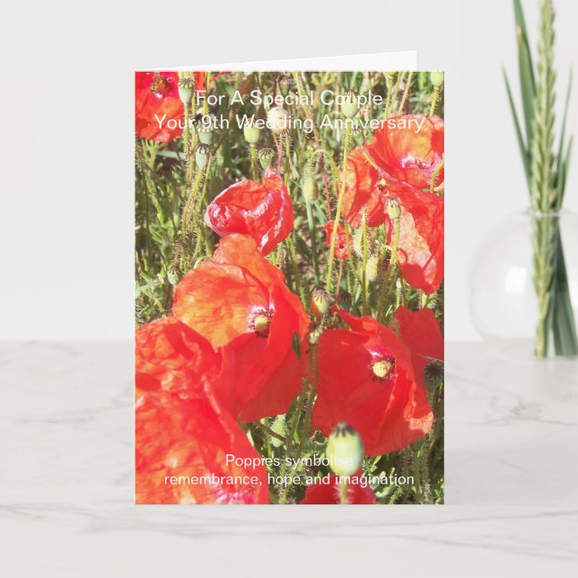 Poppies Personlig 9:e Bröllop-årskort Kort (Framsida)