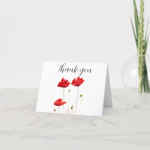 Poppies Red Blommigt Baby Shower Tack Kort