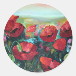 Poppies Runt Klistermärke