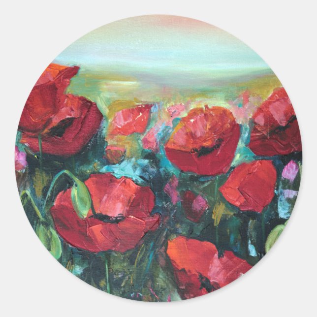 Poppies Runt Klistermärke (Framsida)