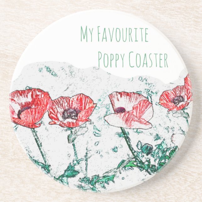 Poppies Sketch för vackra röda vallmoblommor Underlägg (Framsidan)