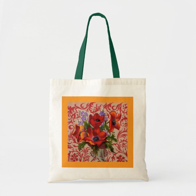 Poppies Tote Bag Tygkasse (Framsidan)