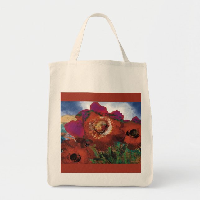 Poppies Tote Bag Tygkasse (Framsidan)