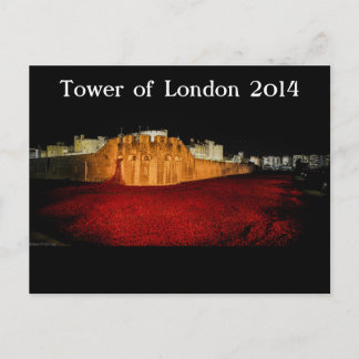 Poppies vid Torn i London - Night Panorama Vykort