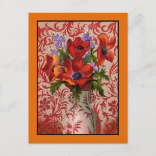 Poppies-vykort med Orange Gräns Vykort