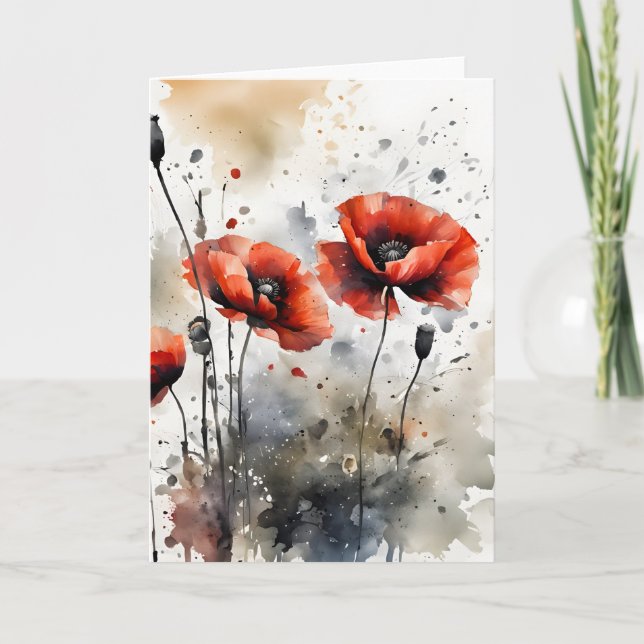 Poppies - Watercolor flowers Kort (Framsida)