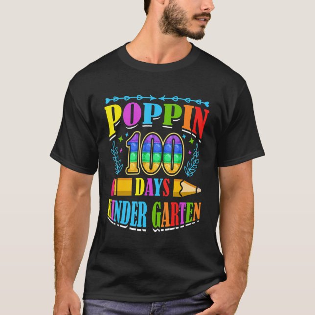 Poppin 100 dagar Kindergarten School Kid Schooler  T Shirt (Framsida)