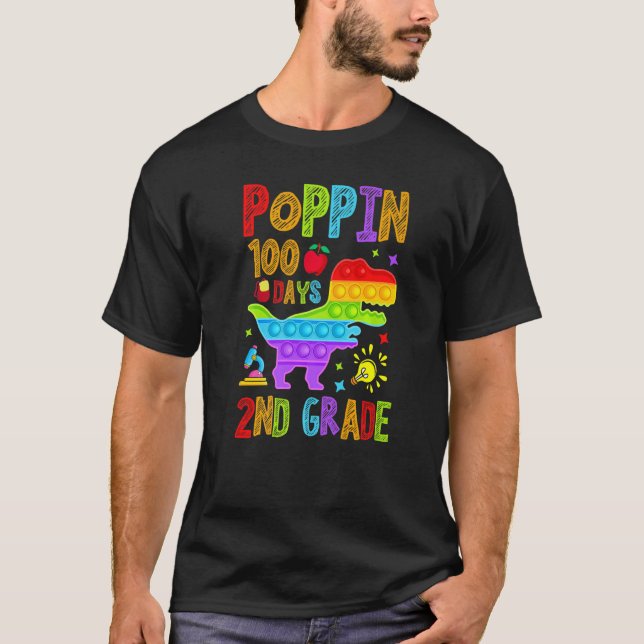 Poppin 100 Days 2nd Grade Primary School Kid Eleme T Shirt (Framsida)
