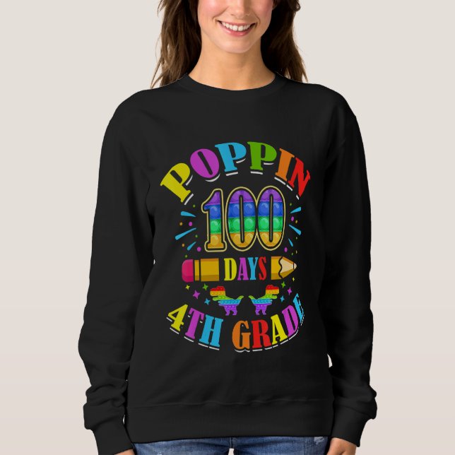 Poppin 100 Days 4th Grade Primary School Kid Eleme T Shirt (Framsida)