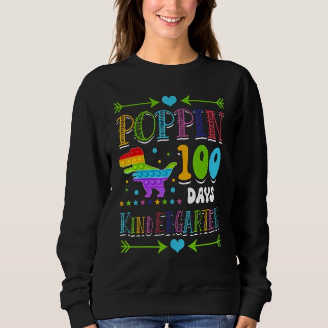 Poppin 100 Days Kindergarten School Dinosaur Schoo T Shirt (Framsida)