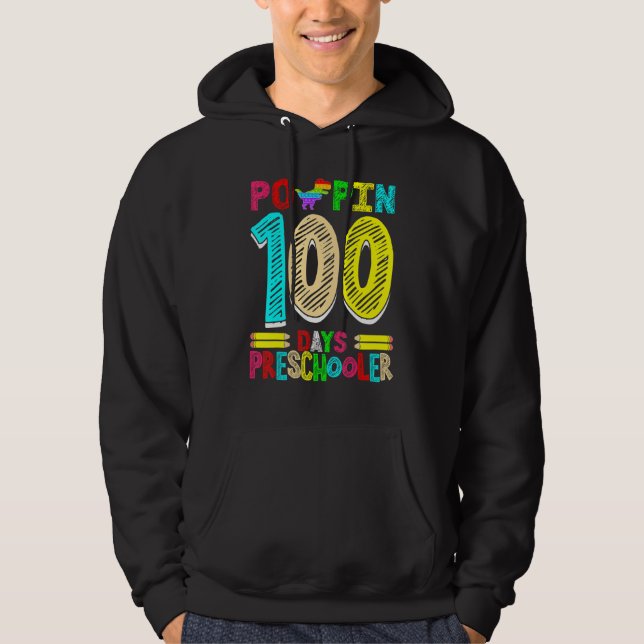 Poppin 100 Days Preschooler Dinosaur Nursery Schoo Hoodie (Framsida)