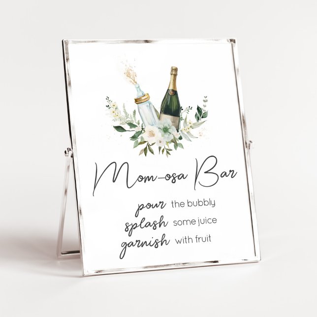 Poppin' Baby Flaskor Baby Shower Mamma Osa Pub Poster (Poppin' Bottles Baby Shower Mom Osa Bar Sign)