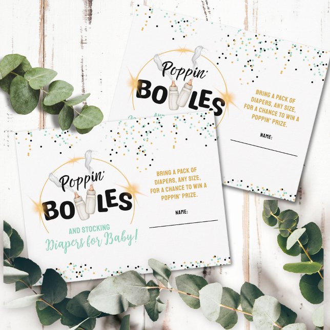 Poppin' Bottles and Stocking Diapers Raffle Card Anteckningskort (Skapare uppladdad)