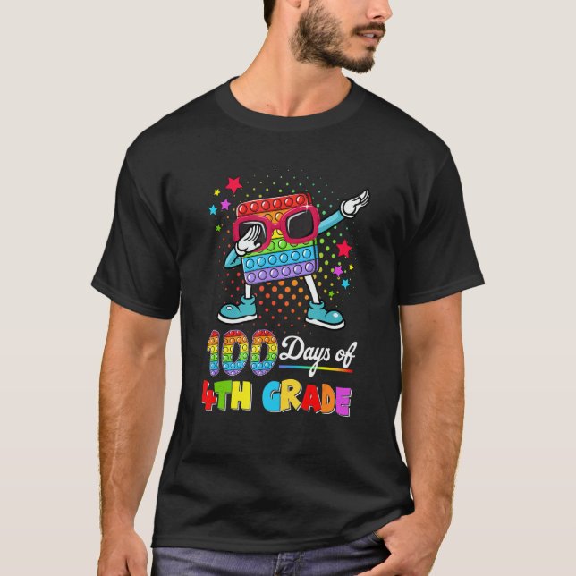Poppin' Dabbing 100 Days Of 4th Grade Happy 100th  T Shirt (Framsida)