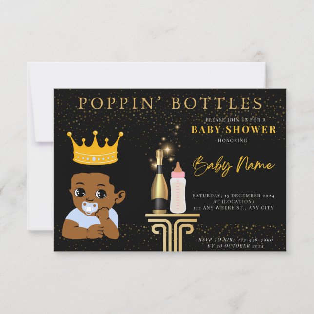 POPPIN' FLASKOR BABYSHOWER Boy INVITATIONS Inbjudningar (Framsida)