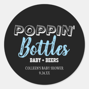 Poppin Flaskor Boy Baby Shower Stickers Runt Klistermärke