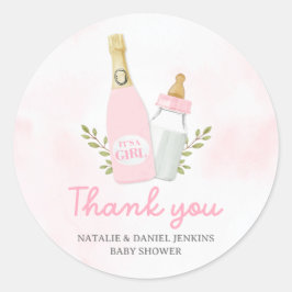 Poppin Flaskor Girl Baby Shower Favor Runt Klistermärke