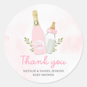 Poppin Flaskor Girl Baby Shower Favor Runt Klistermärke
