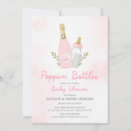 Poppin Flaskor Girl Baby Shower Inbjudningar